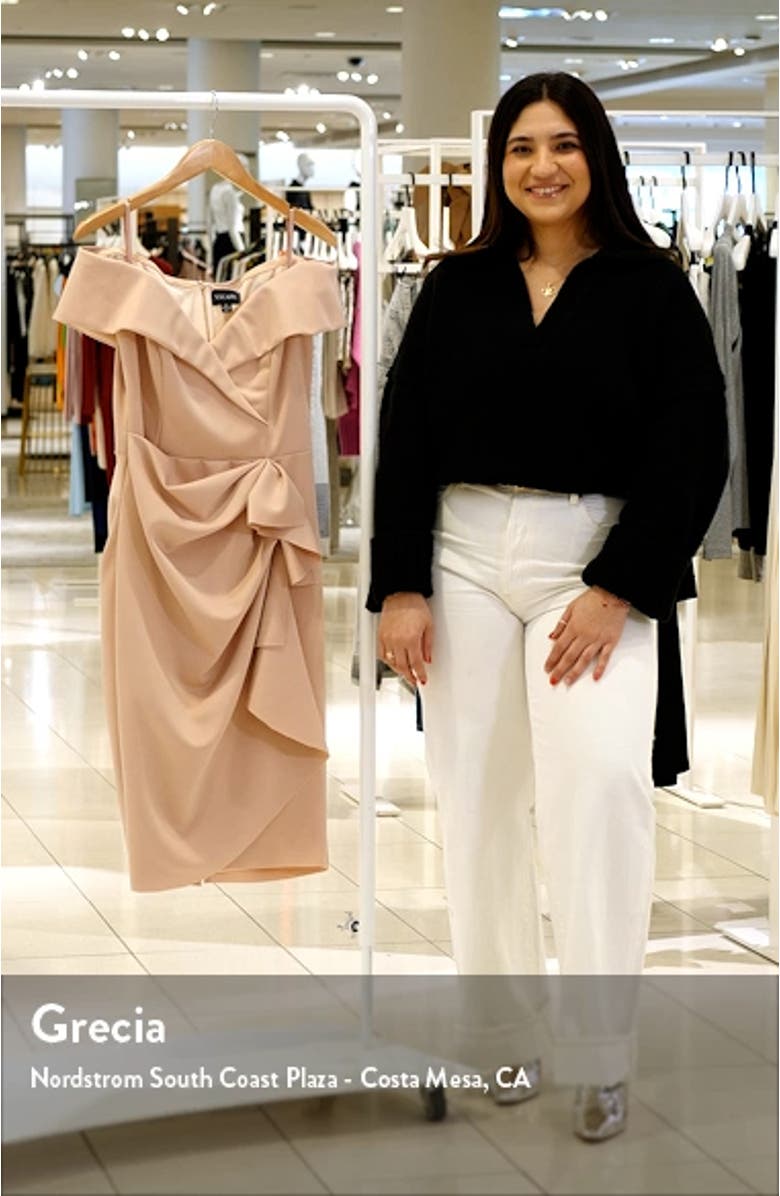 Ruffle Off the Shoulder Scuba Crepe Cocktail Dress