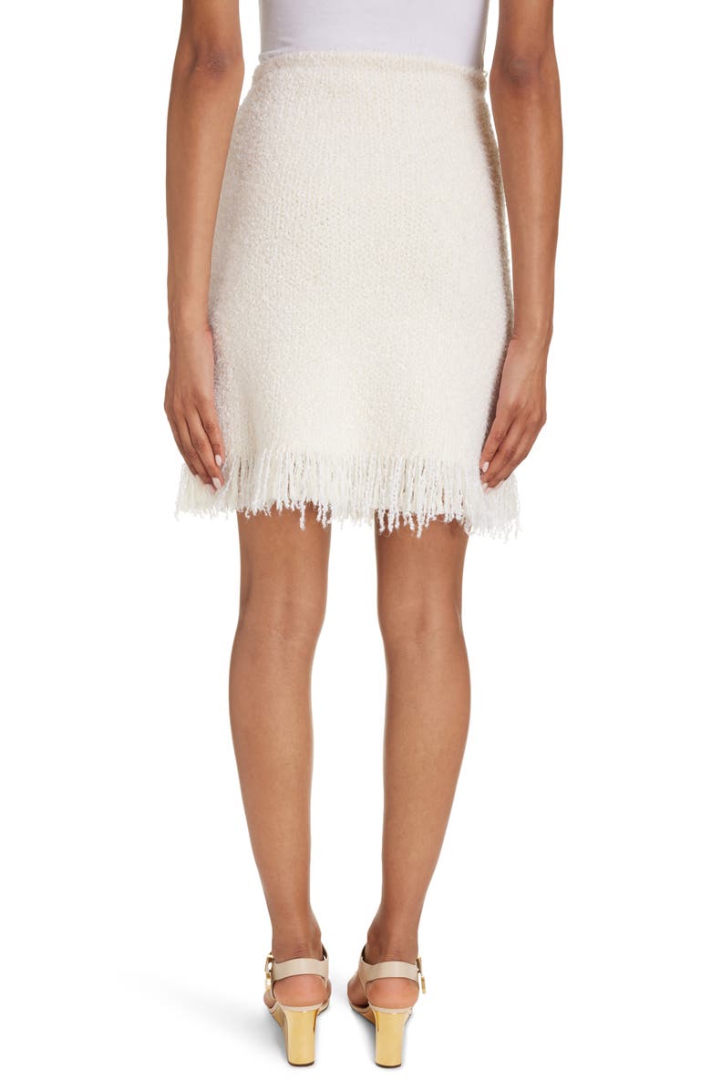 Chloé Fringe Trim A-Line Bouclé Miniskirt, Alternate, color, 