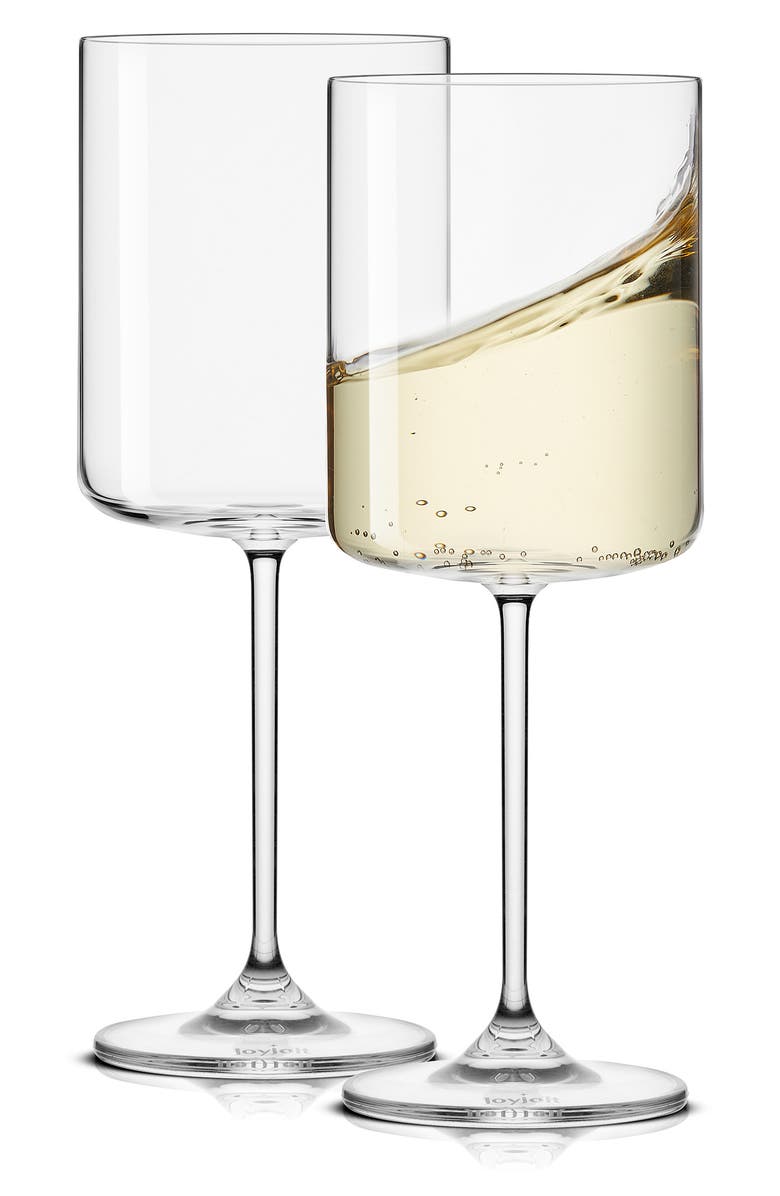 JoyJolt Claire Set of 2 Crystal Cylinder Wine Glasses, Alternate, color, Clear