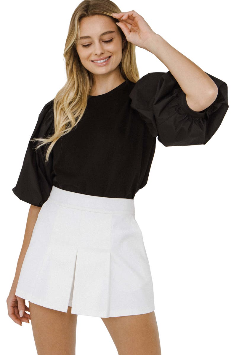 English Factory Mix Media Cotton Top, Alternate, color, 