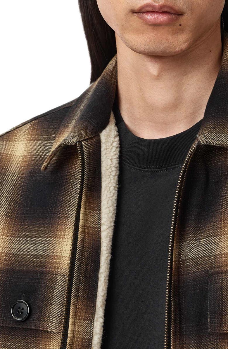 AllSaints Mathers Plaid Zip Jacket, Alternate, color, Trail Brown