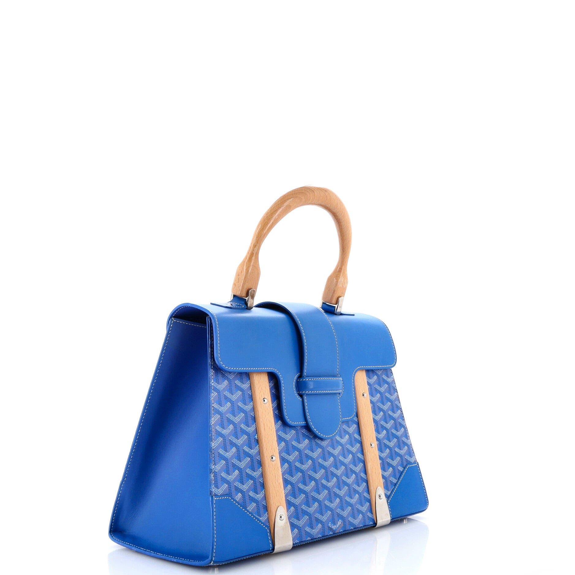 Saigon Top Handle Bag Coated Canvas with Leather MM, Alternate, color, Blue