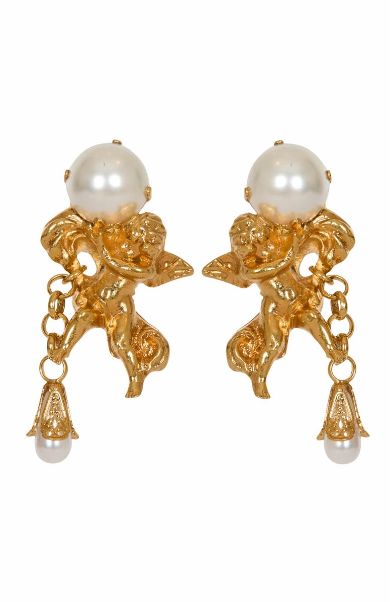 Balmain Anges Baroque Brass Earrings, Main, color,