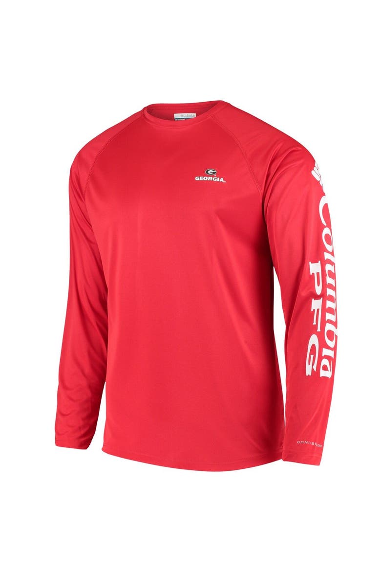 Men's Columbia Red Georgia Bulldogs Terminal Tackle Omni-Shade Raglan Long Sleeve T-Shirt, Alternate, color, Red