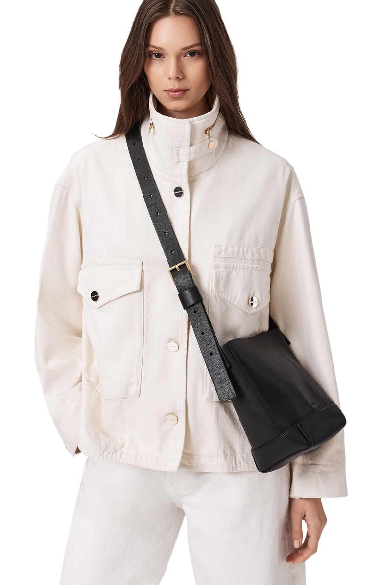 AllSaints Mini Alba Leather Crossbody Bag, Alternate, color, Black