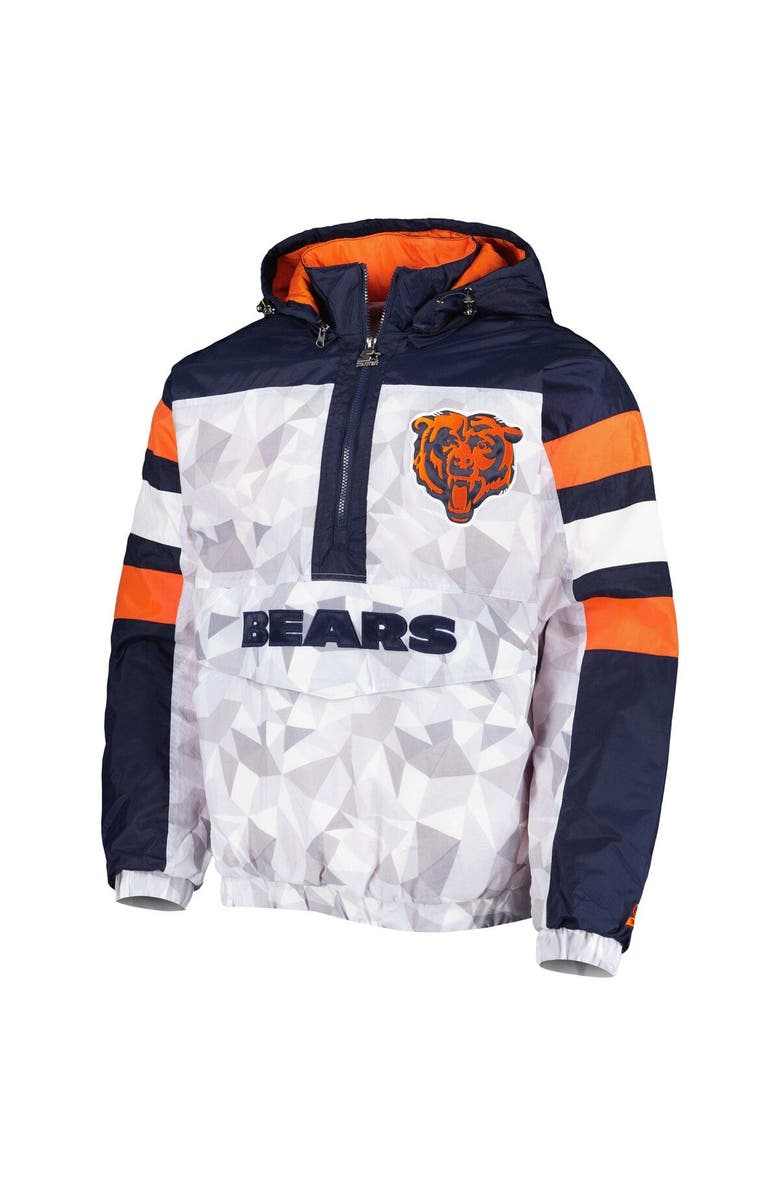 STARTER Men's Starter White/Navy Chicago Bears Thursday Night Gridiron Raglan Half-Zip Hooded Jacket, Alternate, color, White