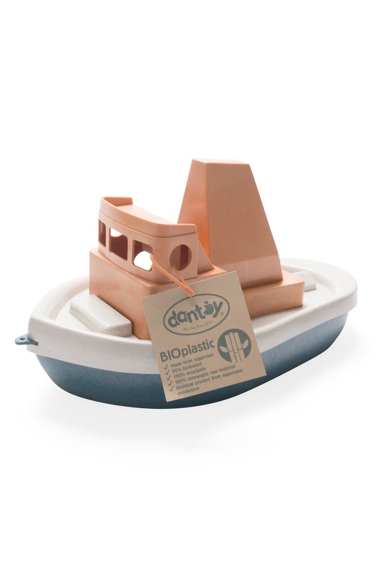 Dantoy Bio Tuff Tuff Boat Peach & Blue Toy Tug Boat,Ages 2+, Main, color, Multicolored