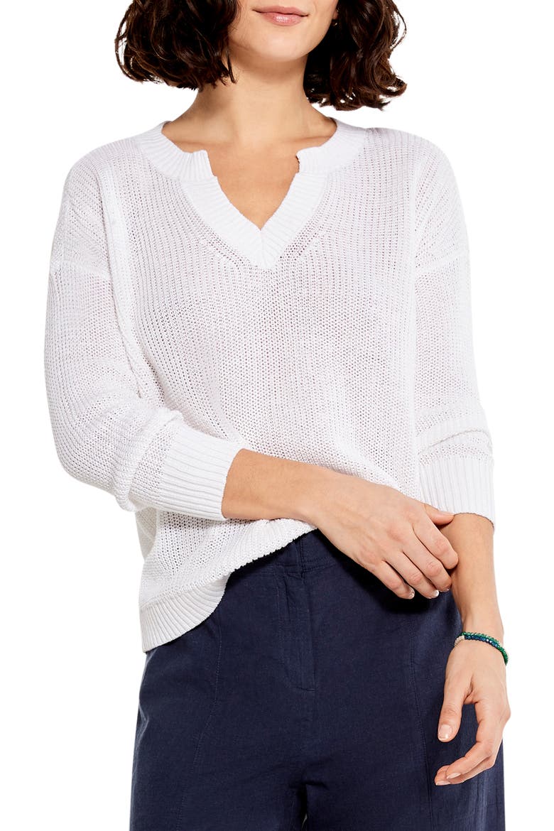 Summer Split Neck Sweater, Main, color, PAPER WHITE
