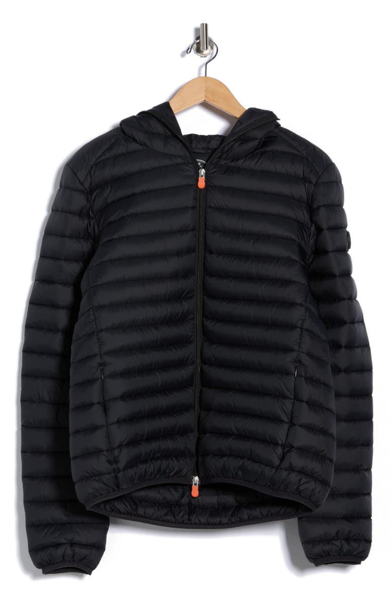 Save The Duck Luca Water Resistant Hooded Packable Puffer Jacket, Alternate, color, Black