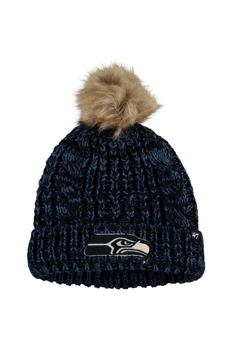 Women's '47 College Navy Seattle Seahawks Team Color Meeko Cuffed Knit Hat, Main, color, Navy
