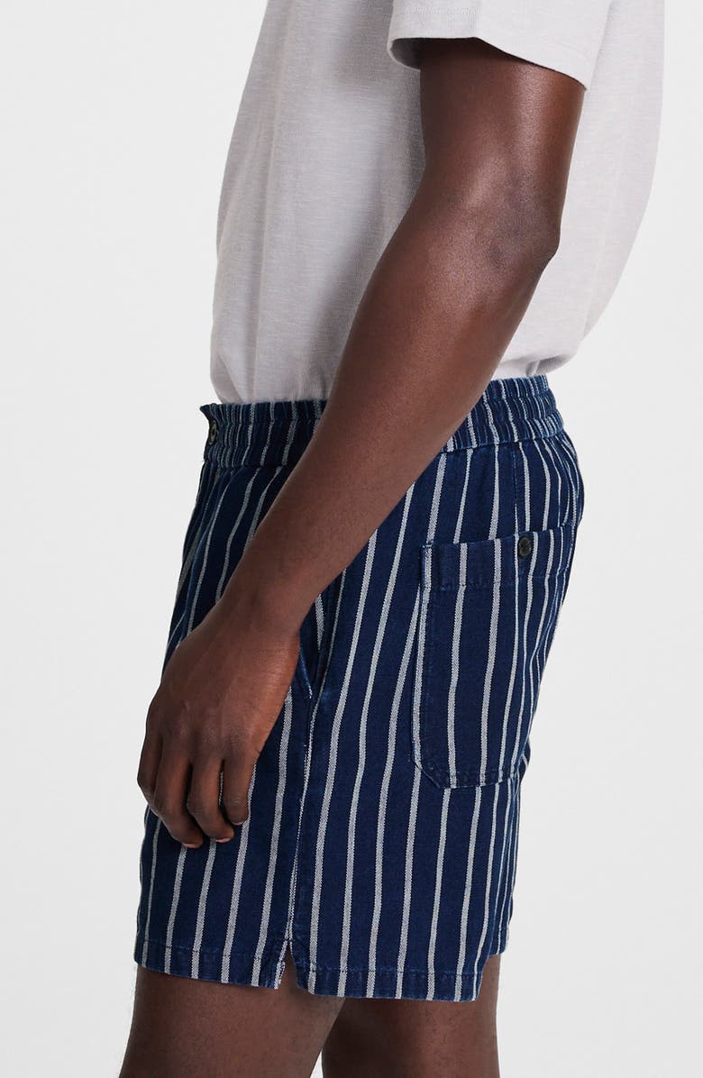 Madewell Indigo Stripe Everywear Shorts, Alternate, color, Indigo