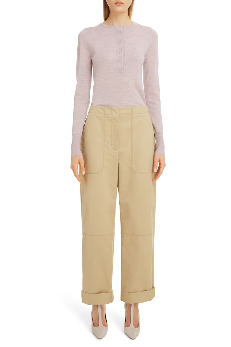Contrast Pocket Cotton Twill Pants, Alternate, color, FLAX