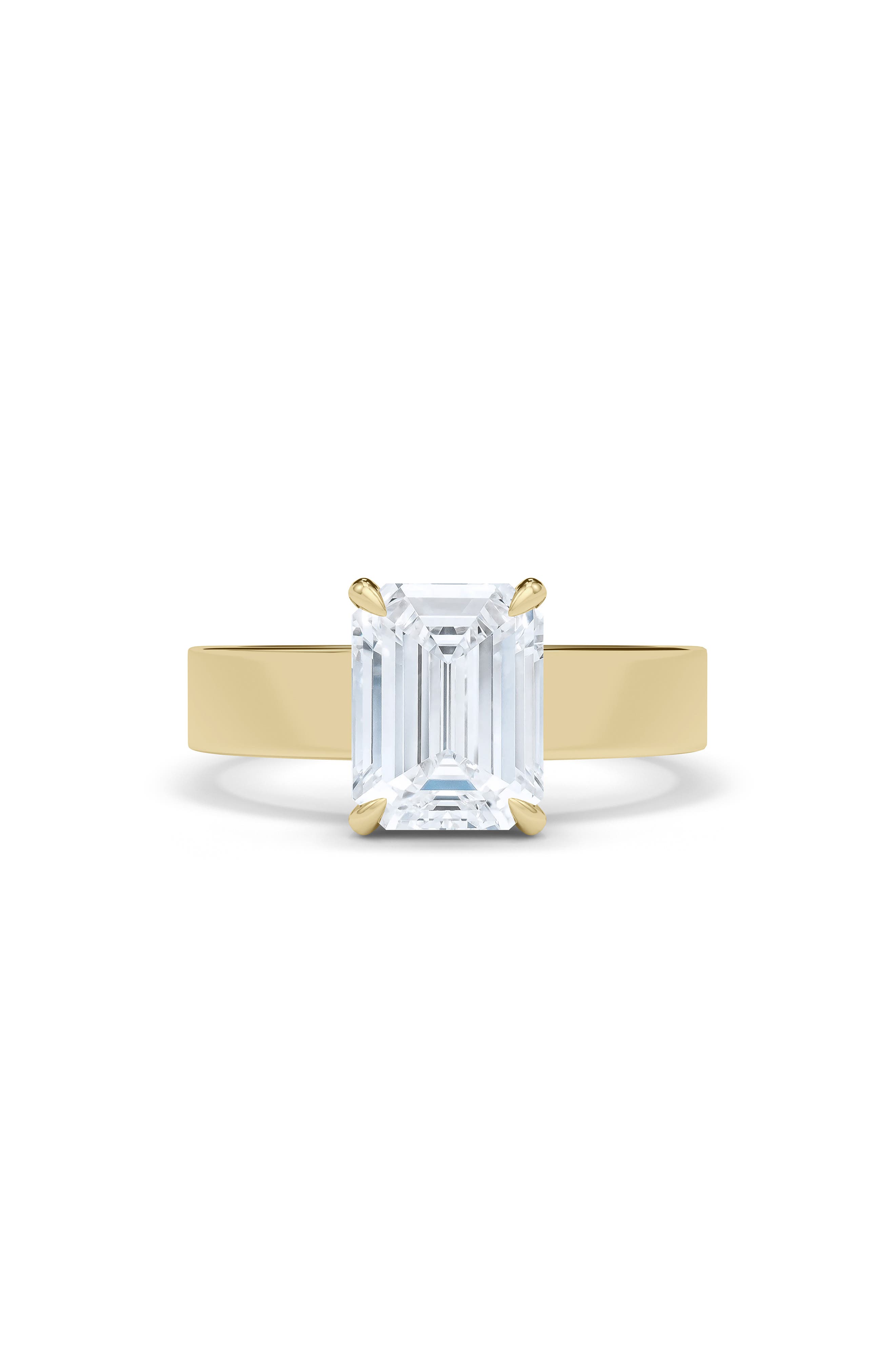 HauteCarat Emerald Cut Cigar Lab Created Diamond Ring (Women) | Nordstrom