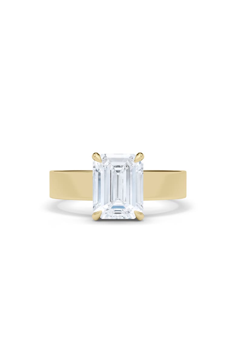 HauteCarat Emerald Cut Cigar Lab Created Diamond Ring, Alternate, color, 2.00Ctw 18K Yellow Gold