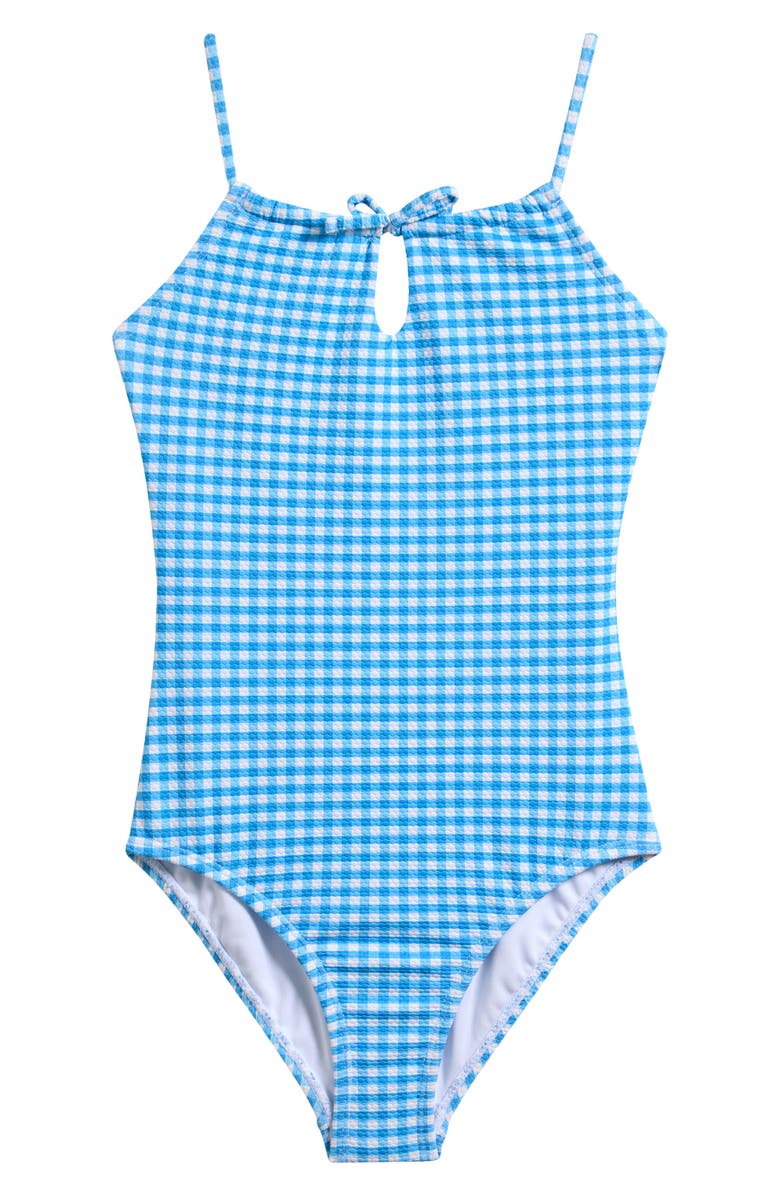 Raisins Kids' Gingham One-Piece Swimsuit, Main, color, Slate