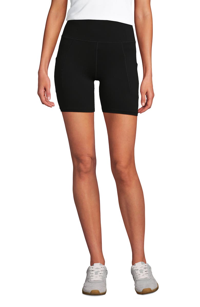 Lands' End Active High Impact 7" Pocket Bike Shorts, Main, color, Black