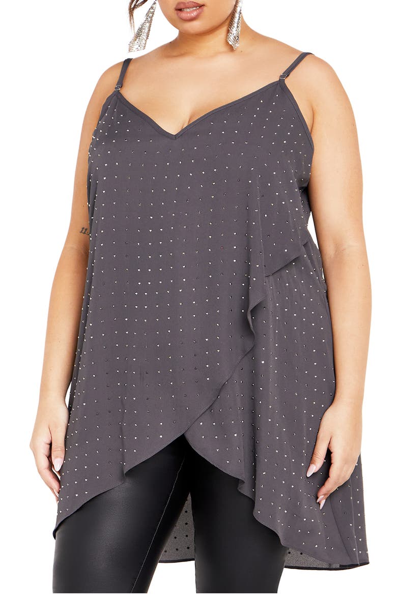 Stud High/Low Camisole, Main, color, GREY