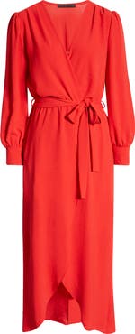 Fraiche by J Wrap Front Long Sleeve Dress