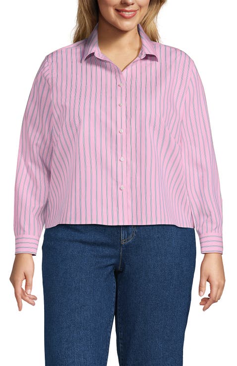 Plus Size No Iron Boxy Cropped Shirt