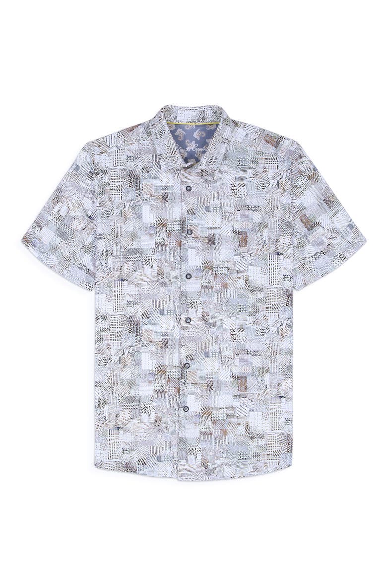 Wrathbone Knit Short Sleeve Button-Up Shirt, Alternate, color, WHITE MULTI