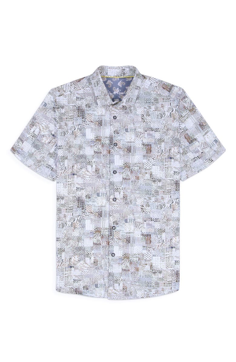 Robert Graham Wrathbone Knit Short Sleeve Button-Up Shirt, Alternate, color, White Multi
