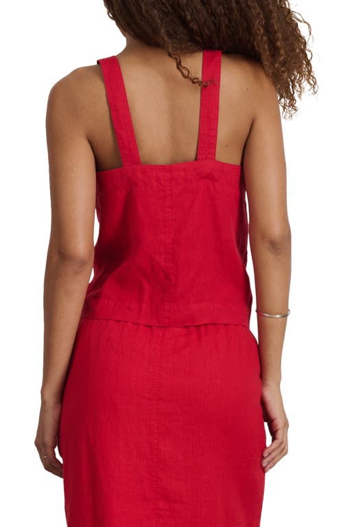 Shop Alex Mill Zoe Linen Sleeveless Button-up Top In Red