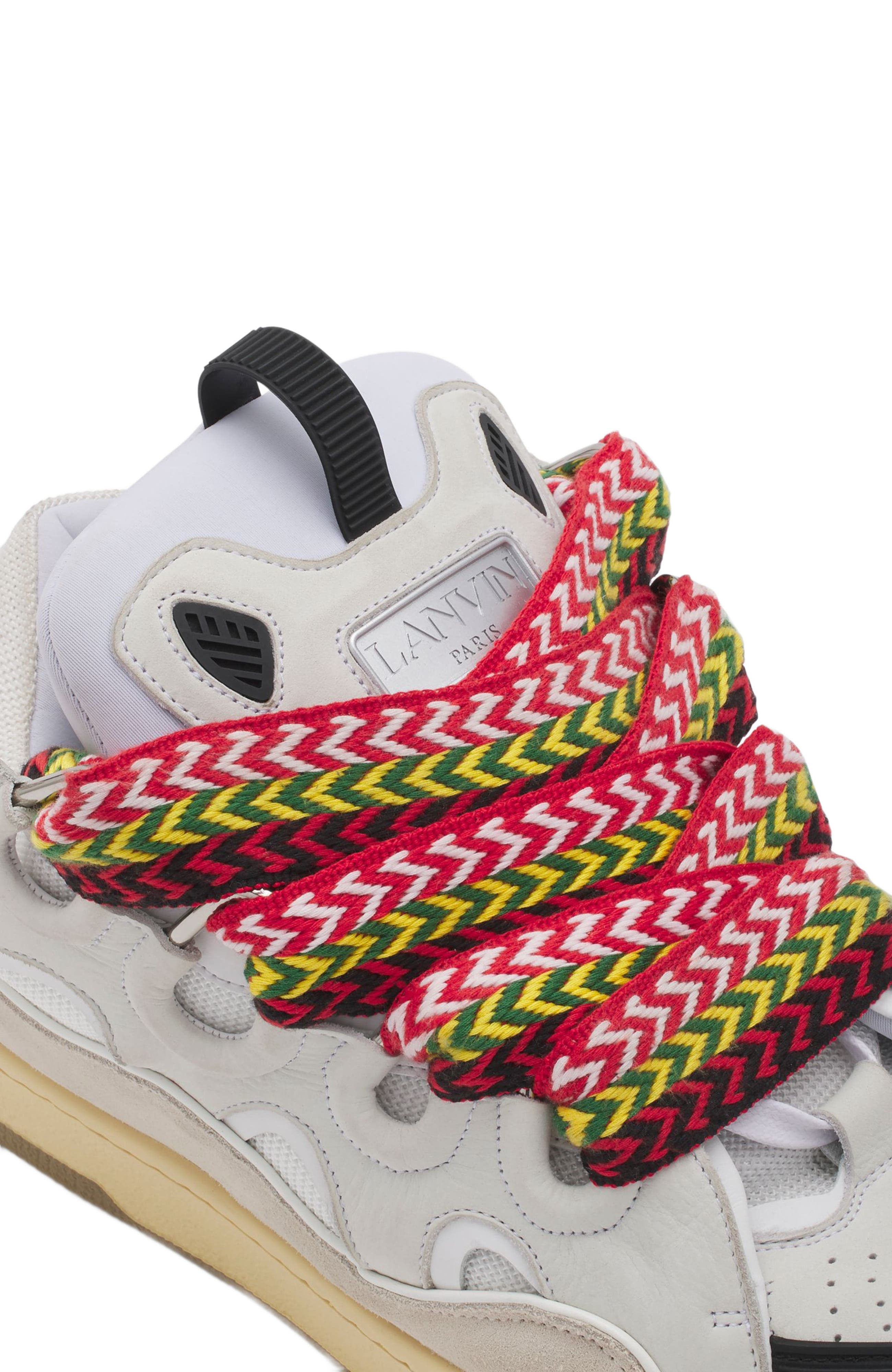 LEATHER CURB SNEAKERS, Alternate, color, WHITE