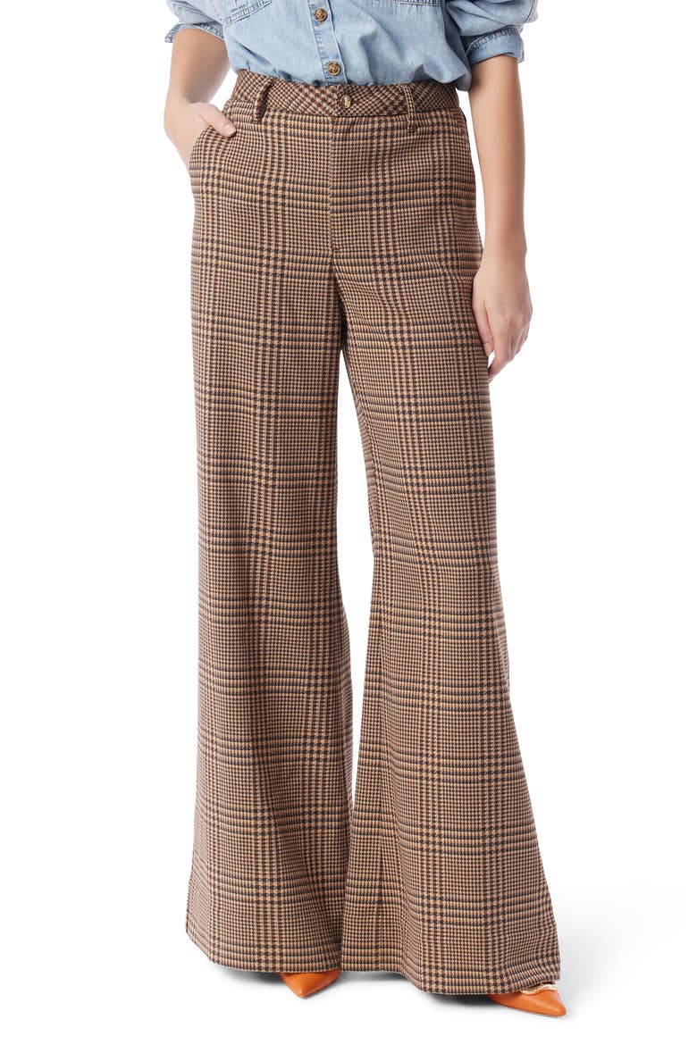 Tabitha Plaid Wide Leg Pants, Main, color, DOWNTOWN BROWN