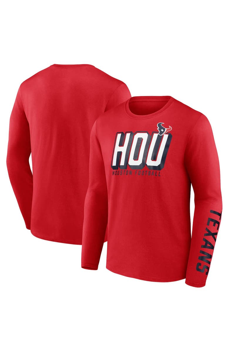FANATICS Men's Fanatics Red Houston Texans Long Sleeve T-Shirt, Main, color,
