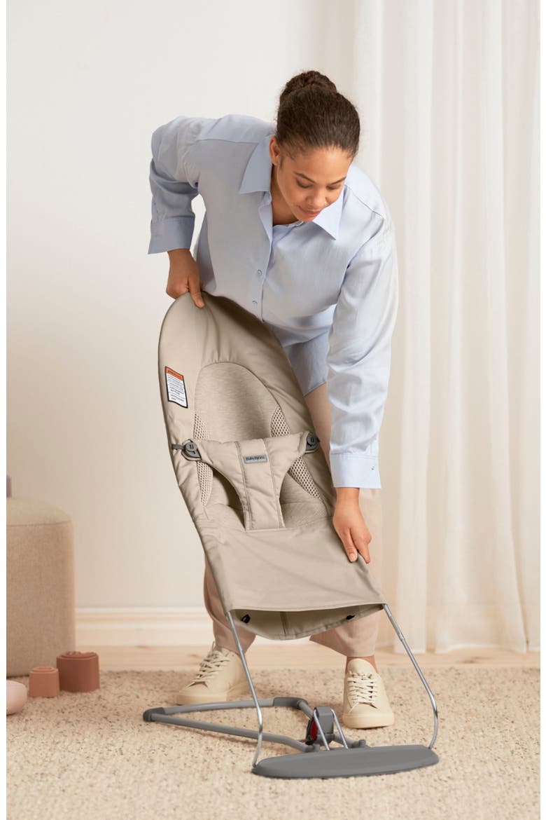 Bouncer Balance Soft with Free Flying Friends Toy & Travel Bag, Alternate, color, SAND GREY