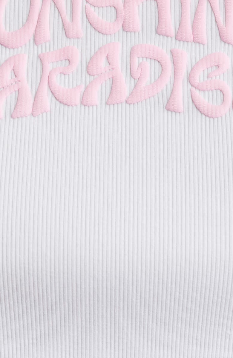 Kulani Kinis Baby Cutout Crop Stretch Cotton Rib T-Shirt, Alternate, color, White/ Pocket Pink