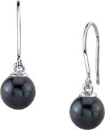The Pearl Source Black Freshwater Pearl Linda Dangling Earrings