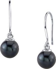 The Pearl Source Black Freshwater Pearl Linda Dangling Earrings