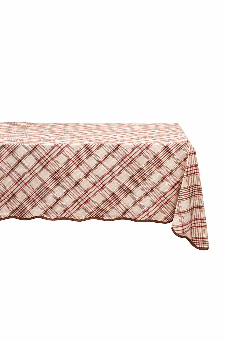 Juliska Harvest Tartan Rectangular Tablecloth, Main, color, Mulberry Brown