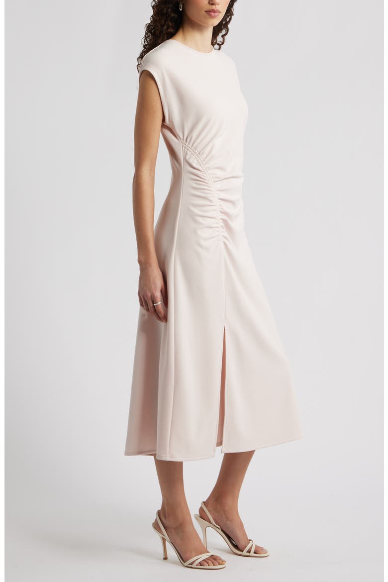 Side Ruched Knit Midi Dress, Alternate, color, PINK WISP