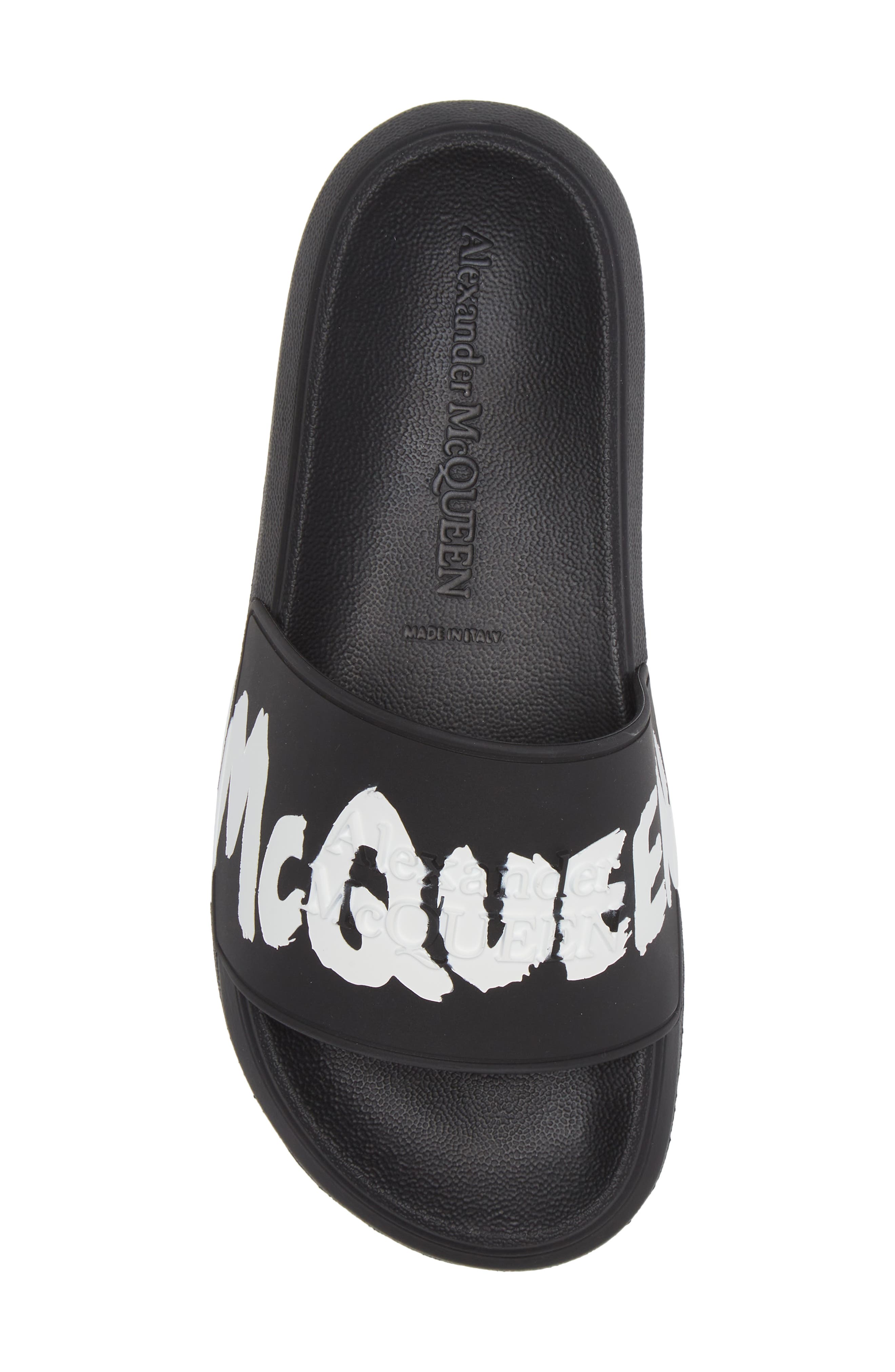 McQueen Alexander McQueen Graffiti Logo Slide Sandal, Alternate, color, 