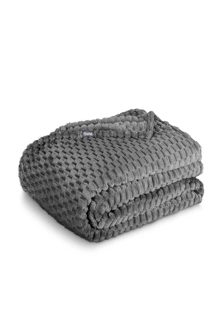 Waffle Microplush Fleece Blanket, Main, color, Grey