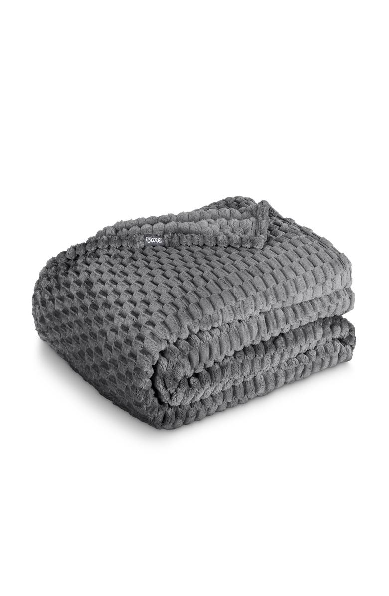 Bare Home Waffle Microplush Fleece Blanket, Main, color, Grey