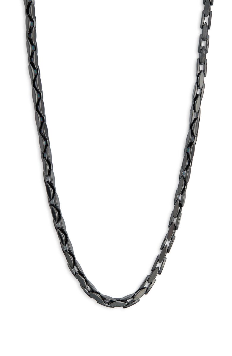 NORDSTROM RACK Men's Waterproof Interlocked Chain Link Necklace, Alternate, color, Black