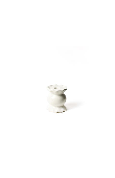 Signature White Small Ruffle Knob Candle Holder