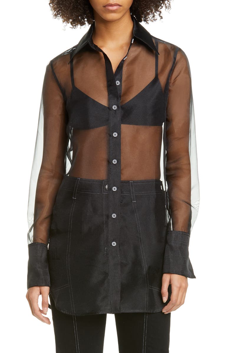 Simon Miller Rowena Sheer Long Sleeve Shirt, Main, color, 