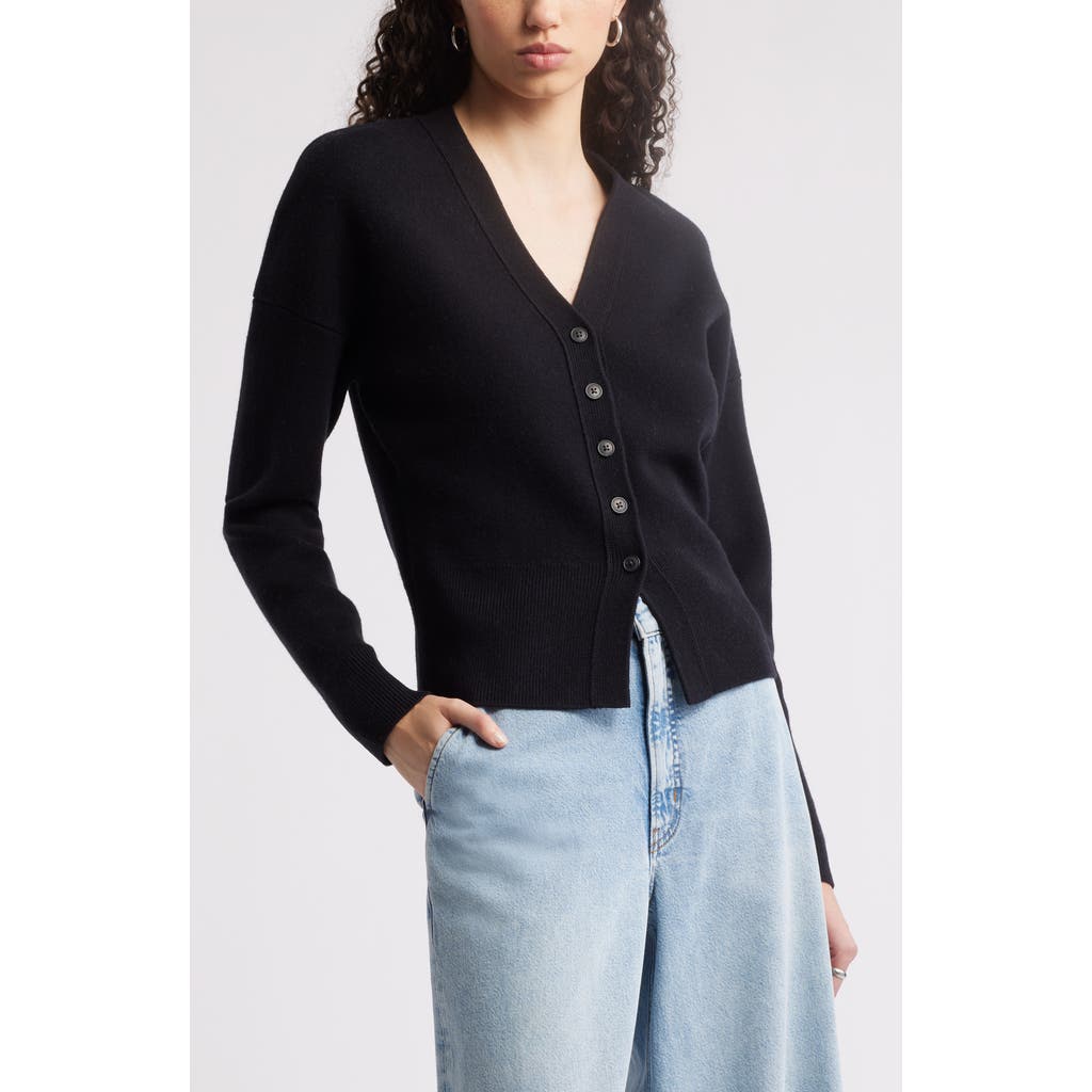 Nordstrom Wool & Cashmere V-neck Sweater In Black Rock