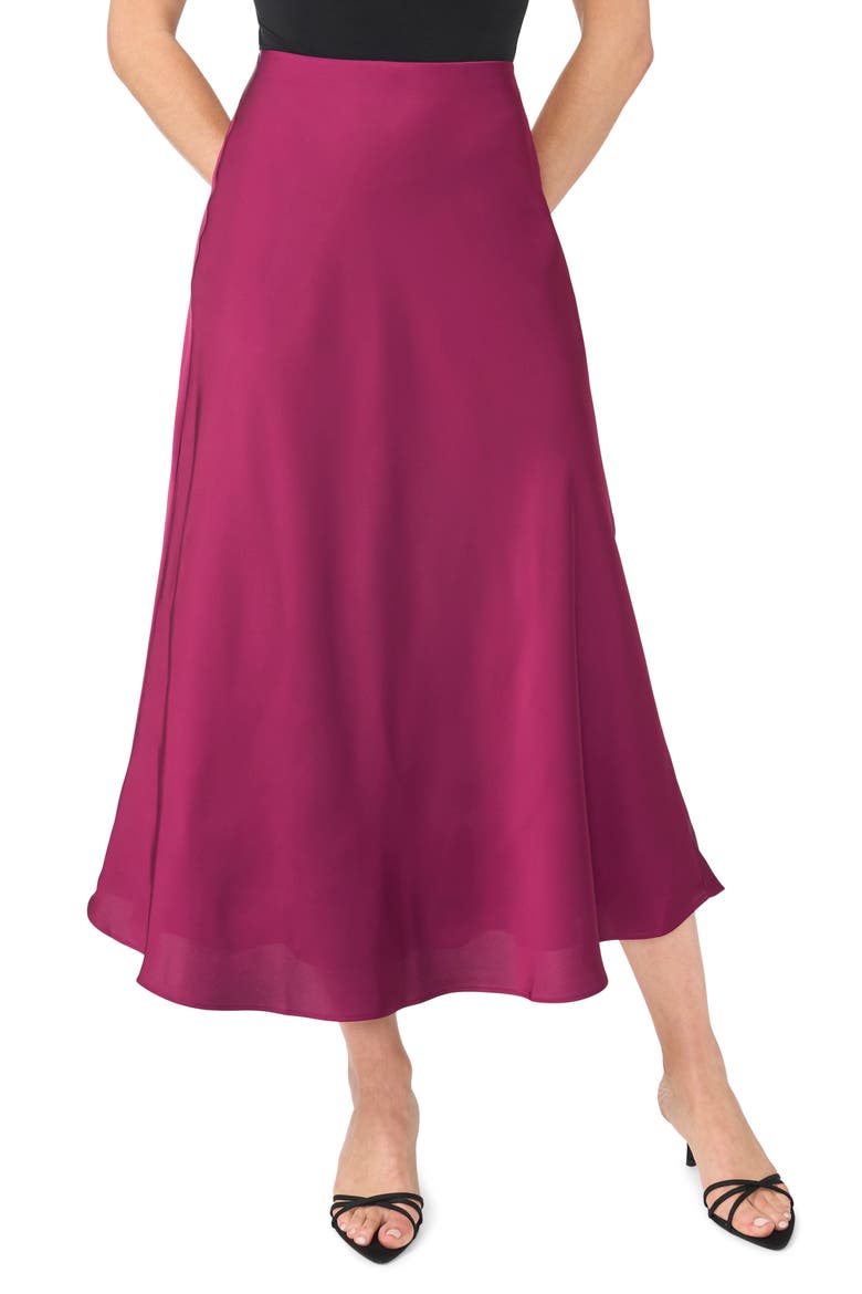 Bias Cut Satin Midi Skirt, Main, color, DEEP MULBERRY