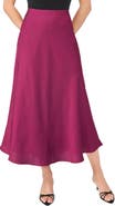 CeCe Bias Cut Satin Midi Skirt