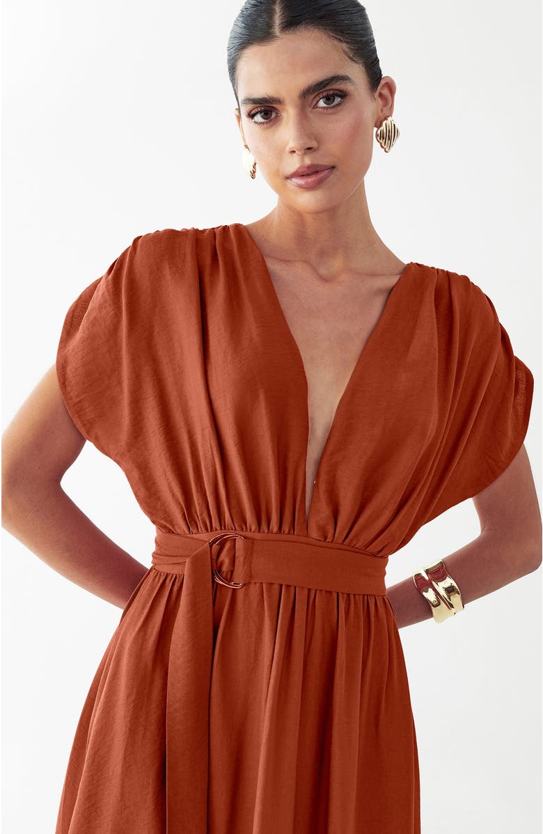 ST MRLO Este Midi Dress, Alternate, color, Rust