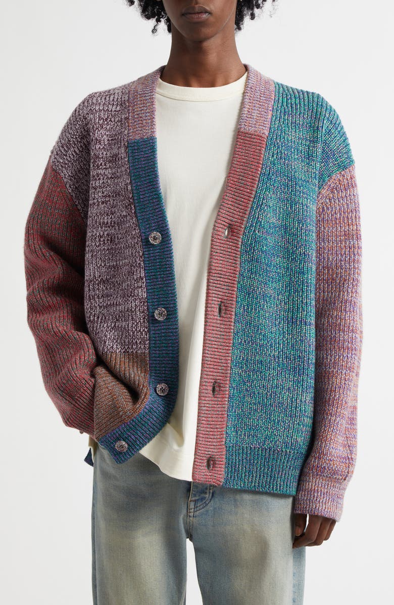Waste Yarn Project Patti Metallic Colorblock One of a Kind Cardigan, Main, color, 