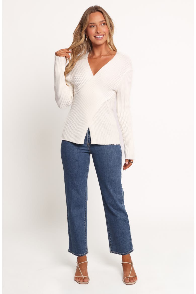 Hannon Crossover Rib Sweater, Alternate, color, WHITE