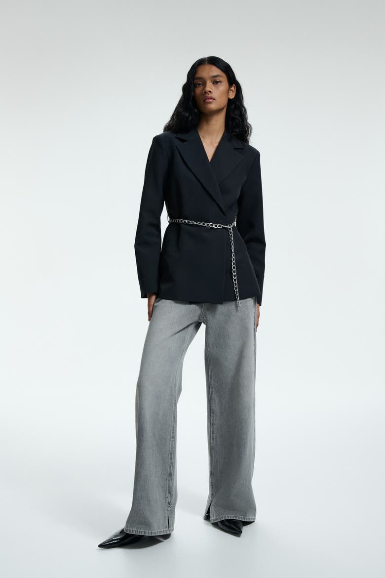 Belted Blazer, Alternate, color, Black
