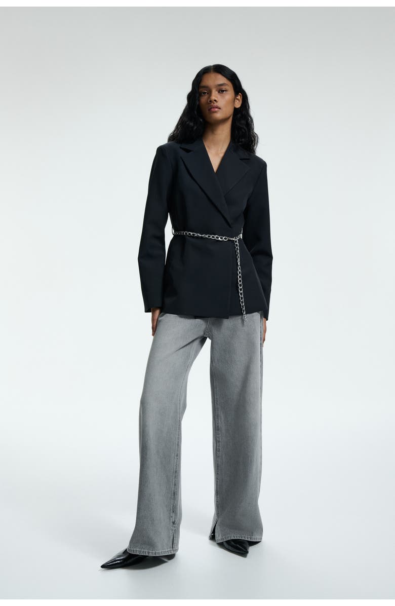 H&M Belted Blazer, Alternate, color, Black