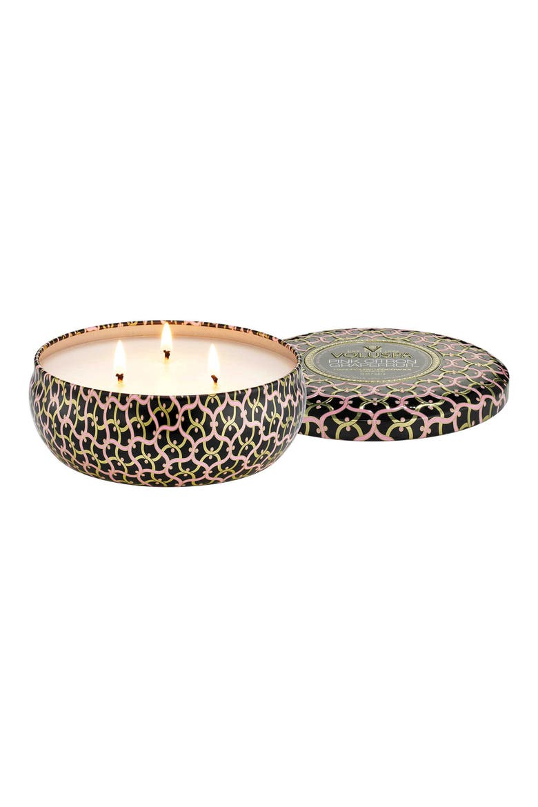 Three-Wick Tin Candle, Alternate, color, PINK CITRON